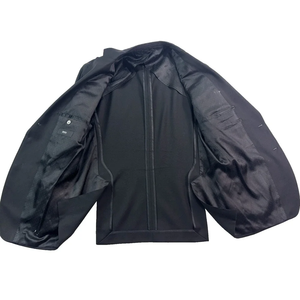 Hugo Boss 46R Black Raye7 Hopsack Blazer Jacket Sport‎ Suit Coat Extra Slim Fit